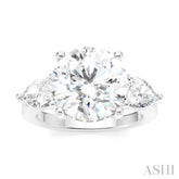 1 Ctw Tri-Mount Circular Shape Center Pear and Round Cut Diamond Semi Mount Engagement Ring in 14K White Gold